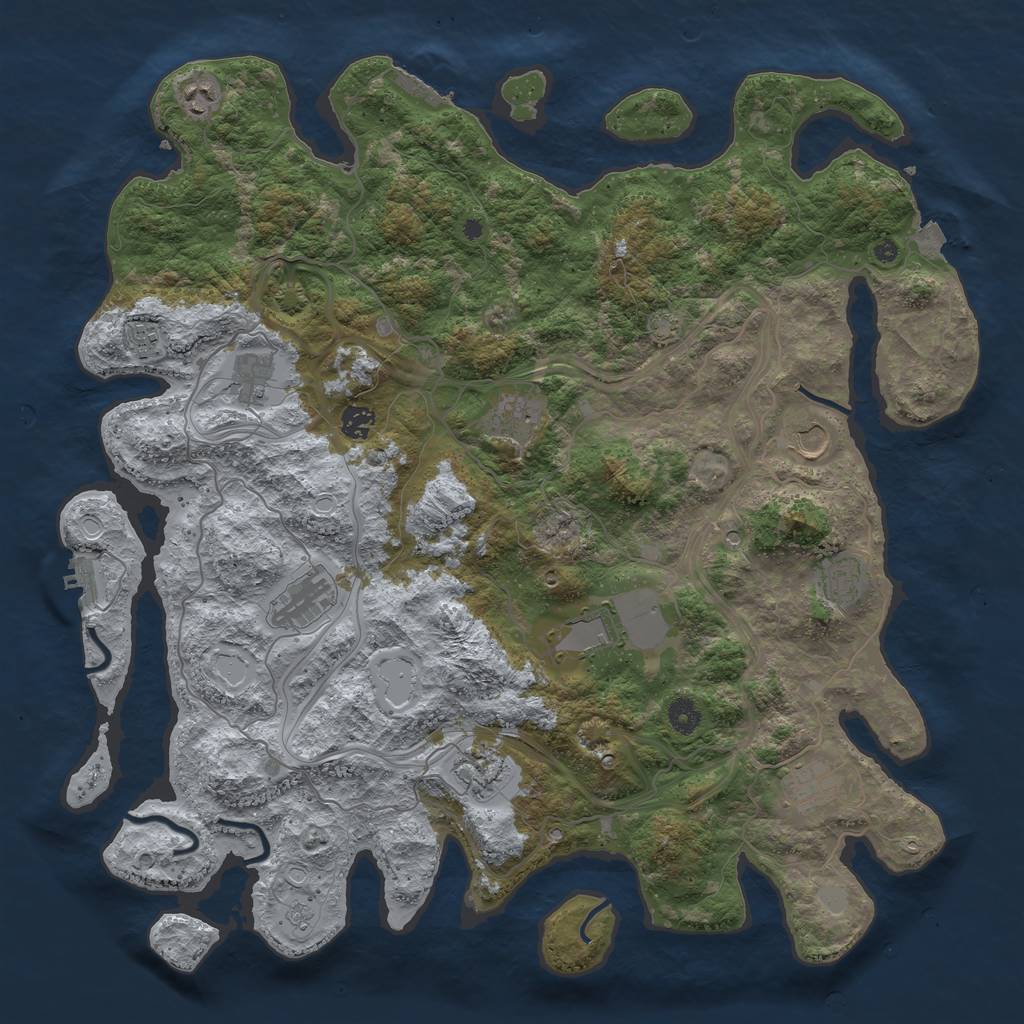 Rust Map: Procedural Map, Size: 4500, Seed: 3456213, 19 Monuments