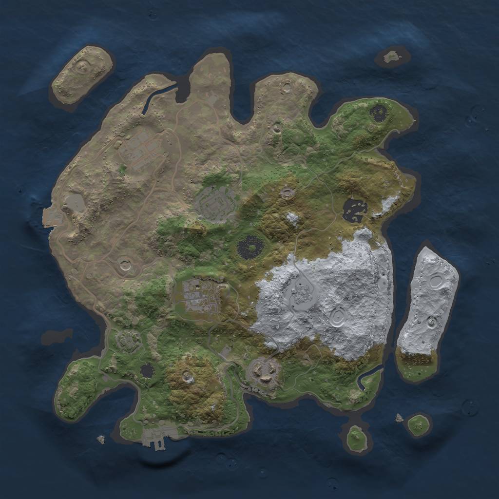 Rust Map: Procedural Map, Size: 3000, Seed: 1030260390, 12 Monuments