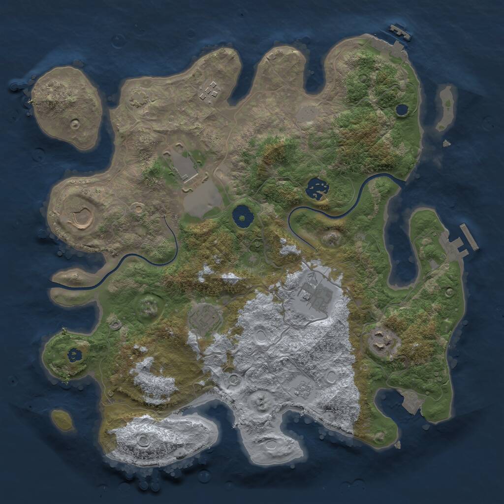 Rust Map: Procedural Map, Size: 3500, Seed: 1804043366, 13 Monuments