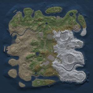 Thumbnail Rust Map: Procedural Map, Size: 3600, Seed: 22402, 13 Monuments