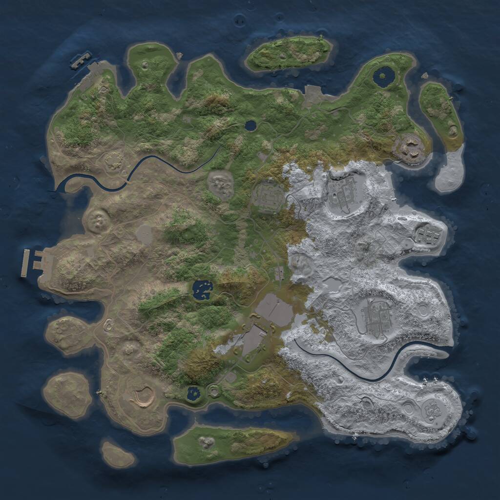 Rust Map: Procedural Map, Size: 3600, Seed: 22402, 13 Monuments