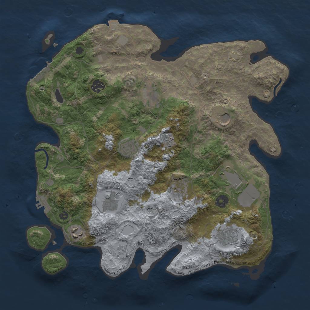 Rust Map: Procedural Map, Size: 3600, Seed: 12402, 18 Monuments