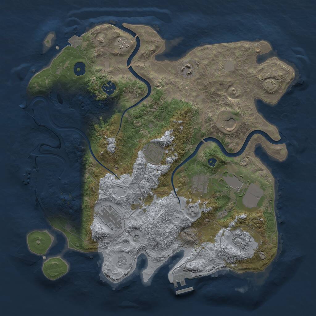 Rust Map: Procedural Map, Size: 3600, Seed: 12402, 15 Monuments