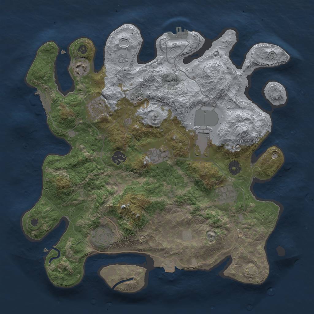 Rust Map: Procedural Map, Size: 3500, Seed: 720594585, 15 Monuments