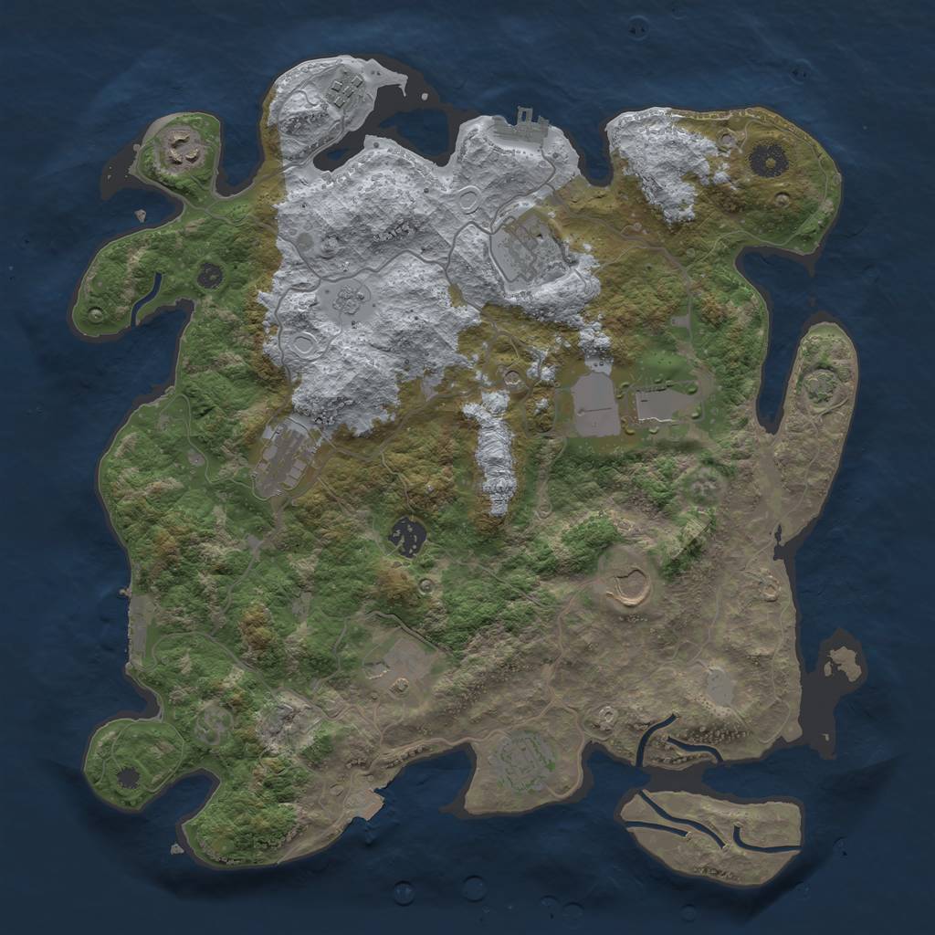 Rust Map: Procedural Map, Size: 3800, Seed: 77266158, 17 Monuments