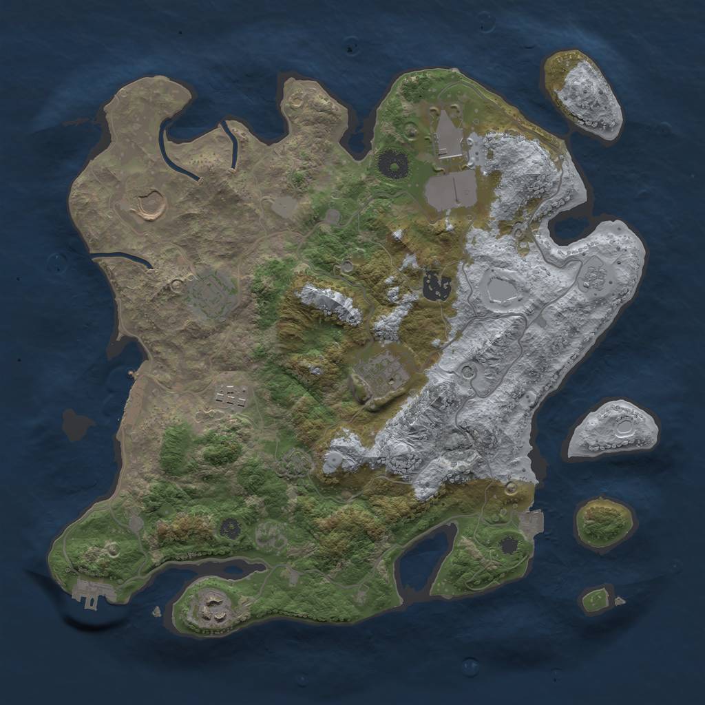 Rust Map: Procedural Map, Size: 3500, Seed: 153770968, 15 Monuments