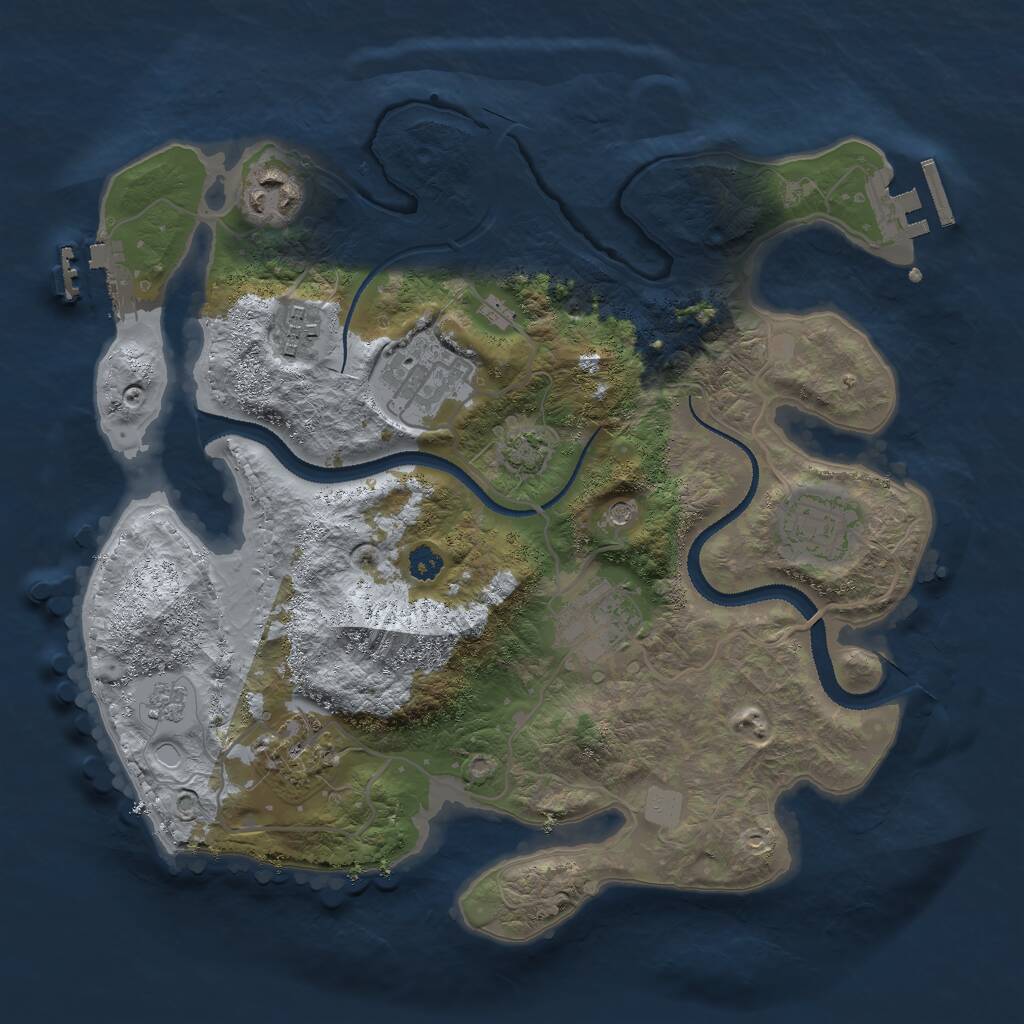 Rust Map: Procedural Map, Size: 3000, Seed: 96437, 12 Monuments