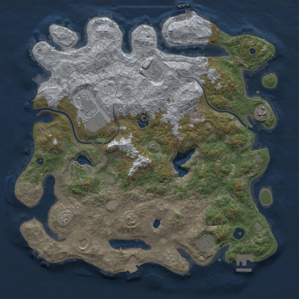 Rust Map: Procedural Map, Size: 4000, Seed: 932532771, 13 Monuments