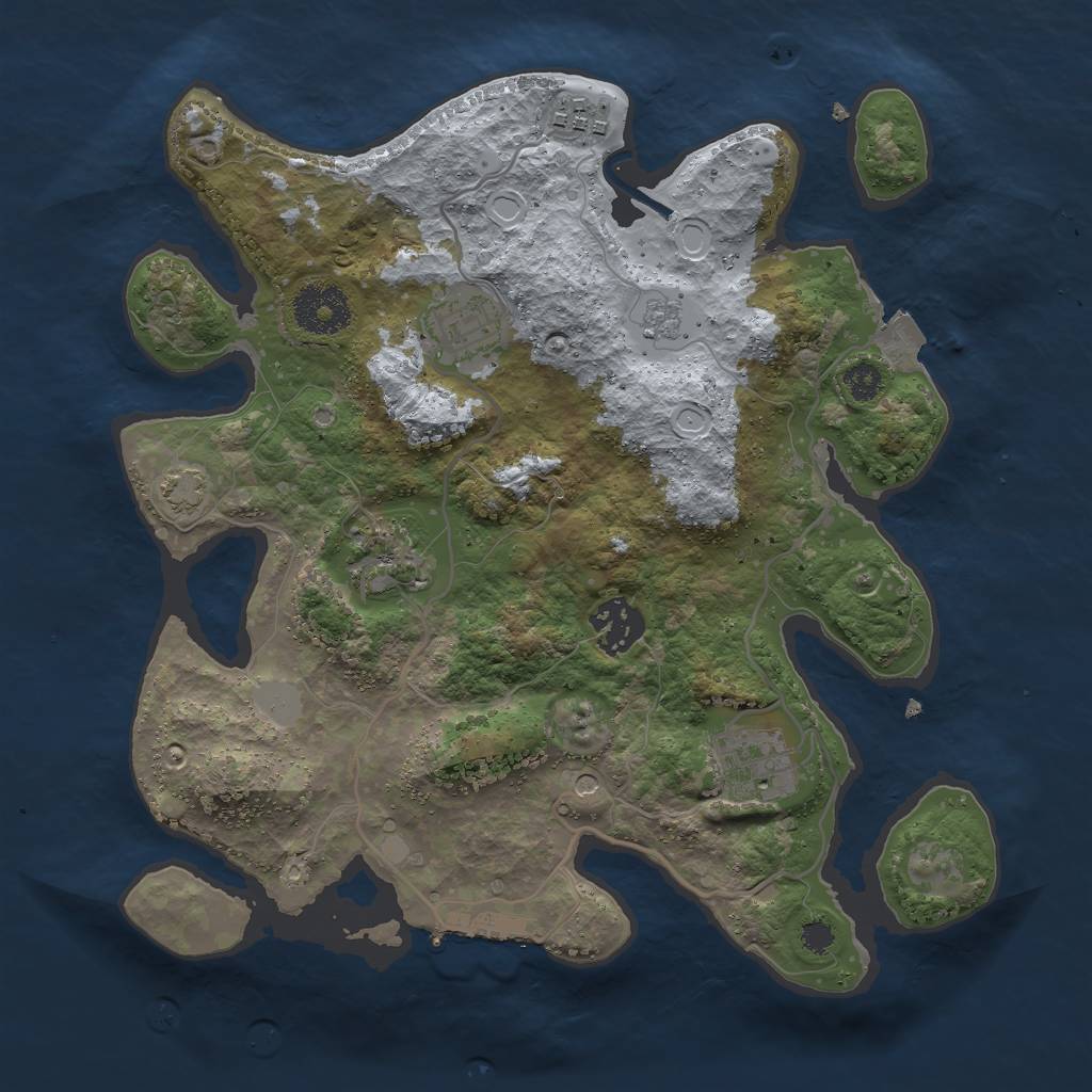 Rust Map: Procedural Map, Size: 3000, Seed: 576223691, 12 Monuments