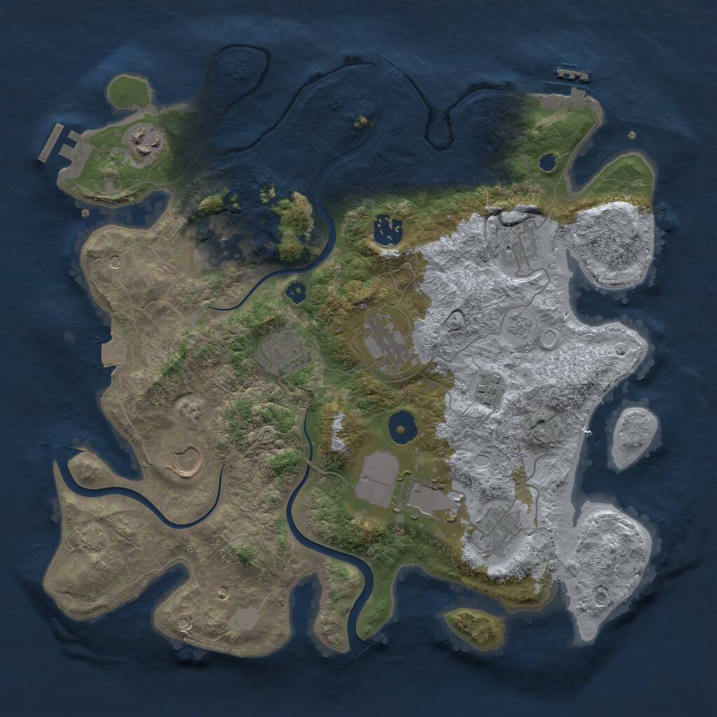 Rust Map: Procedural Map, Size: 3500, Seed: 18271, 16 Monuments