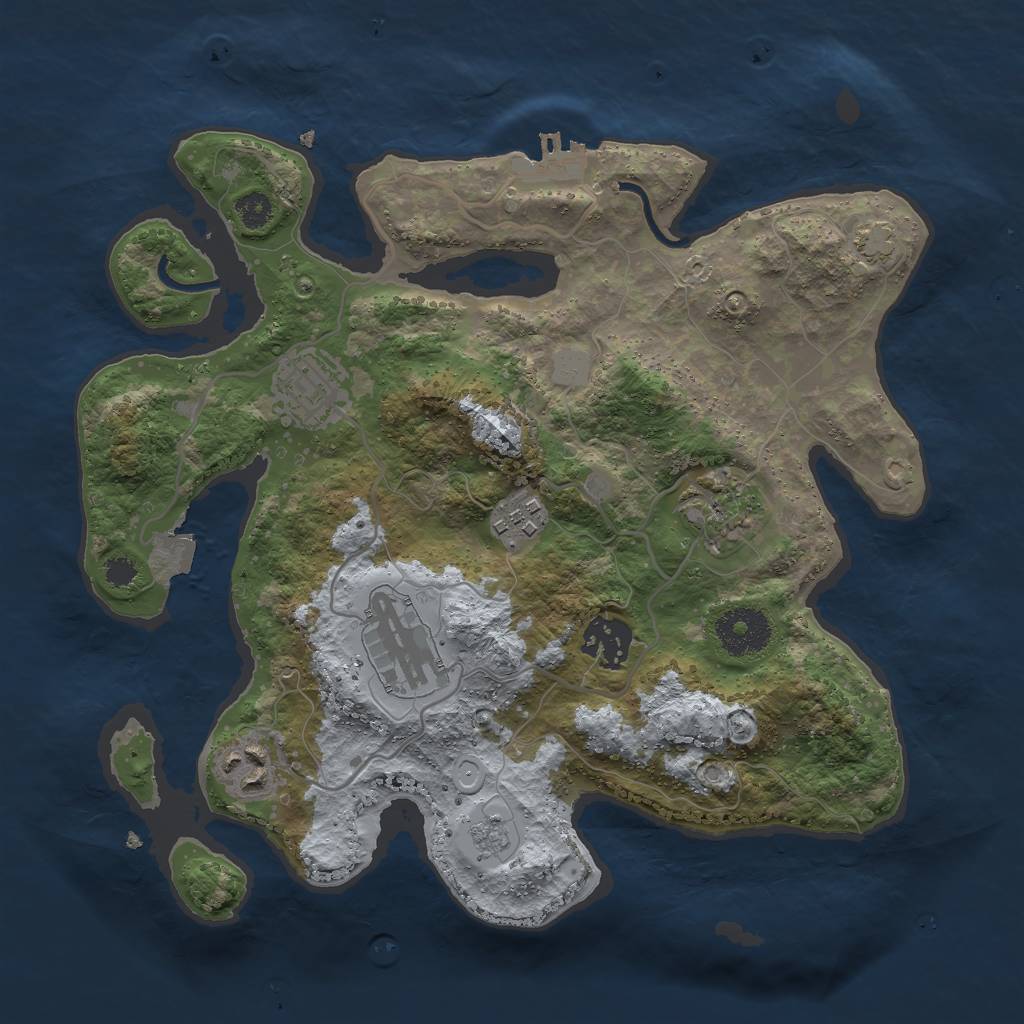Rust Map: Procedural Map, Size: 3000, Seed: 20361, 12 Monuments
