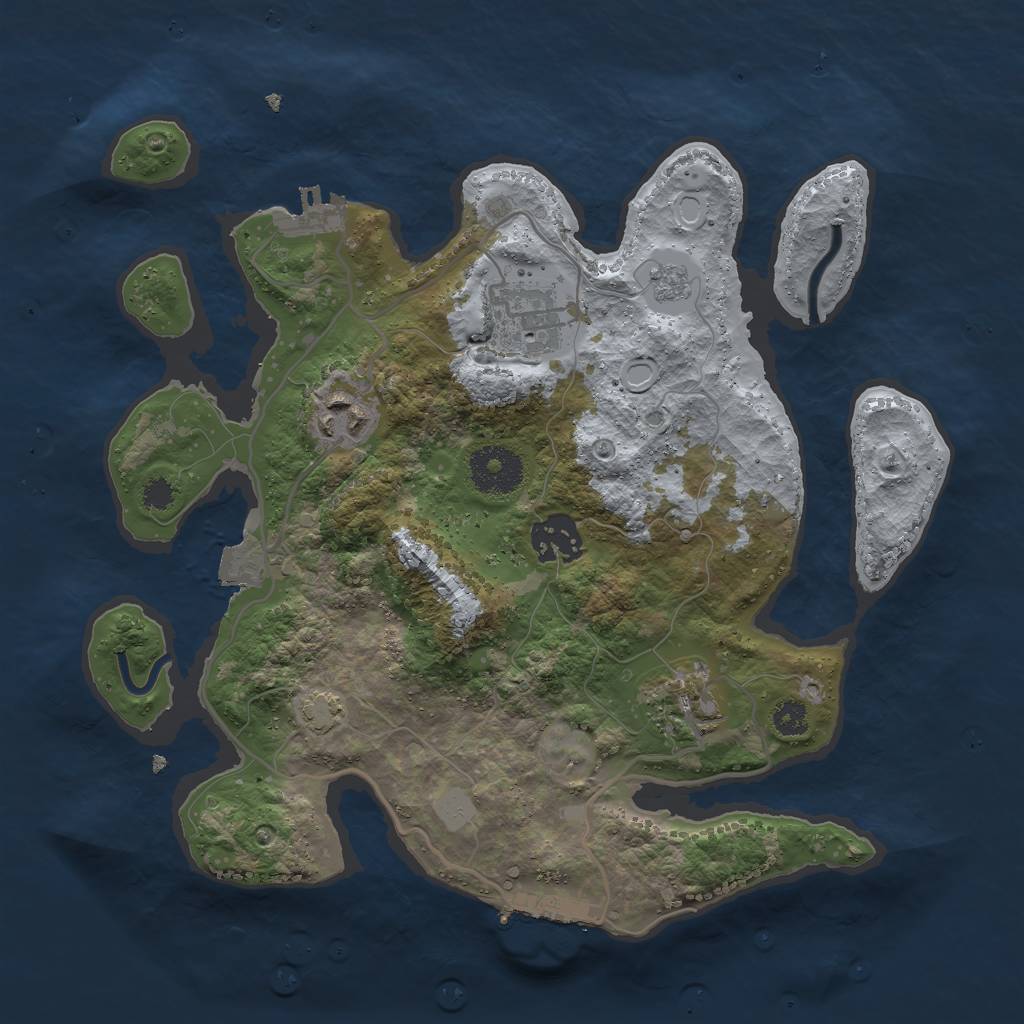 Rust Map: Procedural Map, Size: 3000, Seed: 1215210813, 11 Monuments