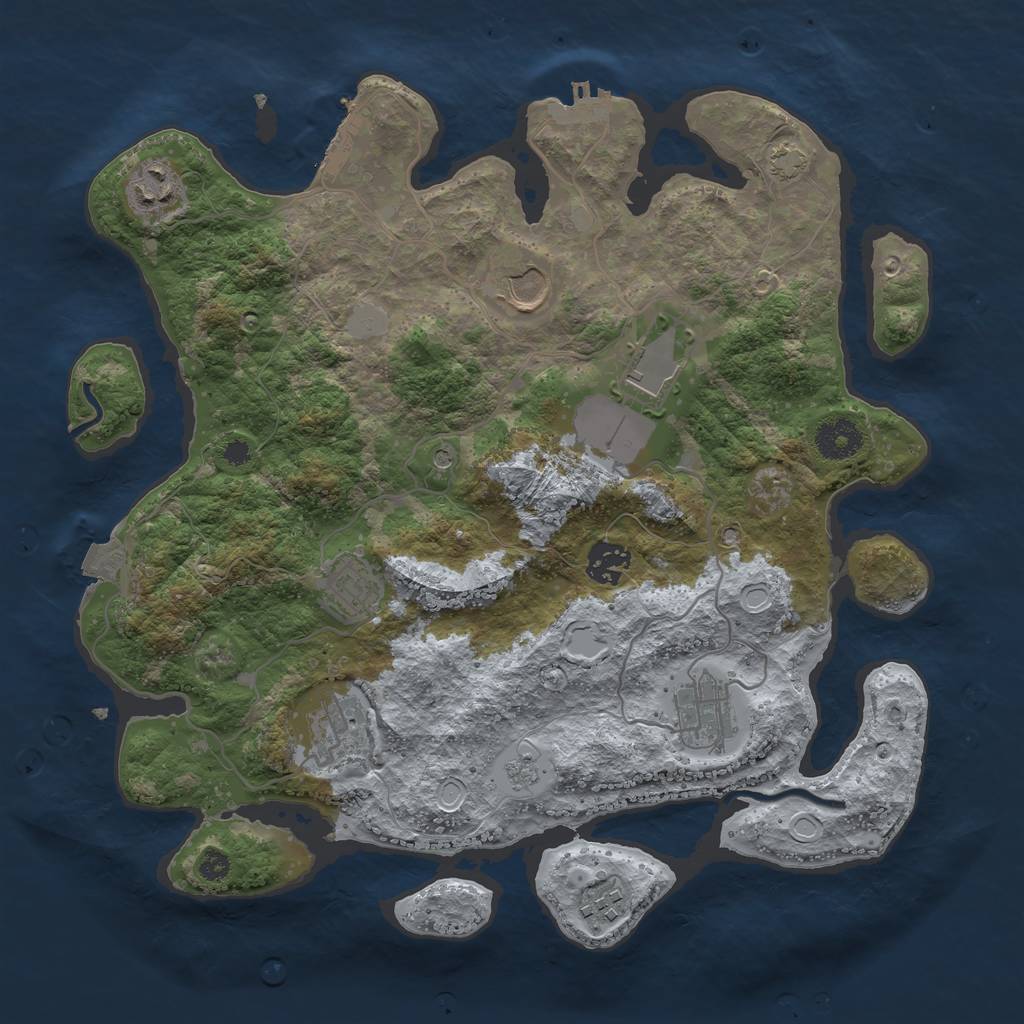 Rust Map: Procedural Map, Size: 3500, Seed: 489476423, 16 Monuments
