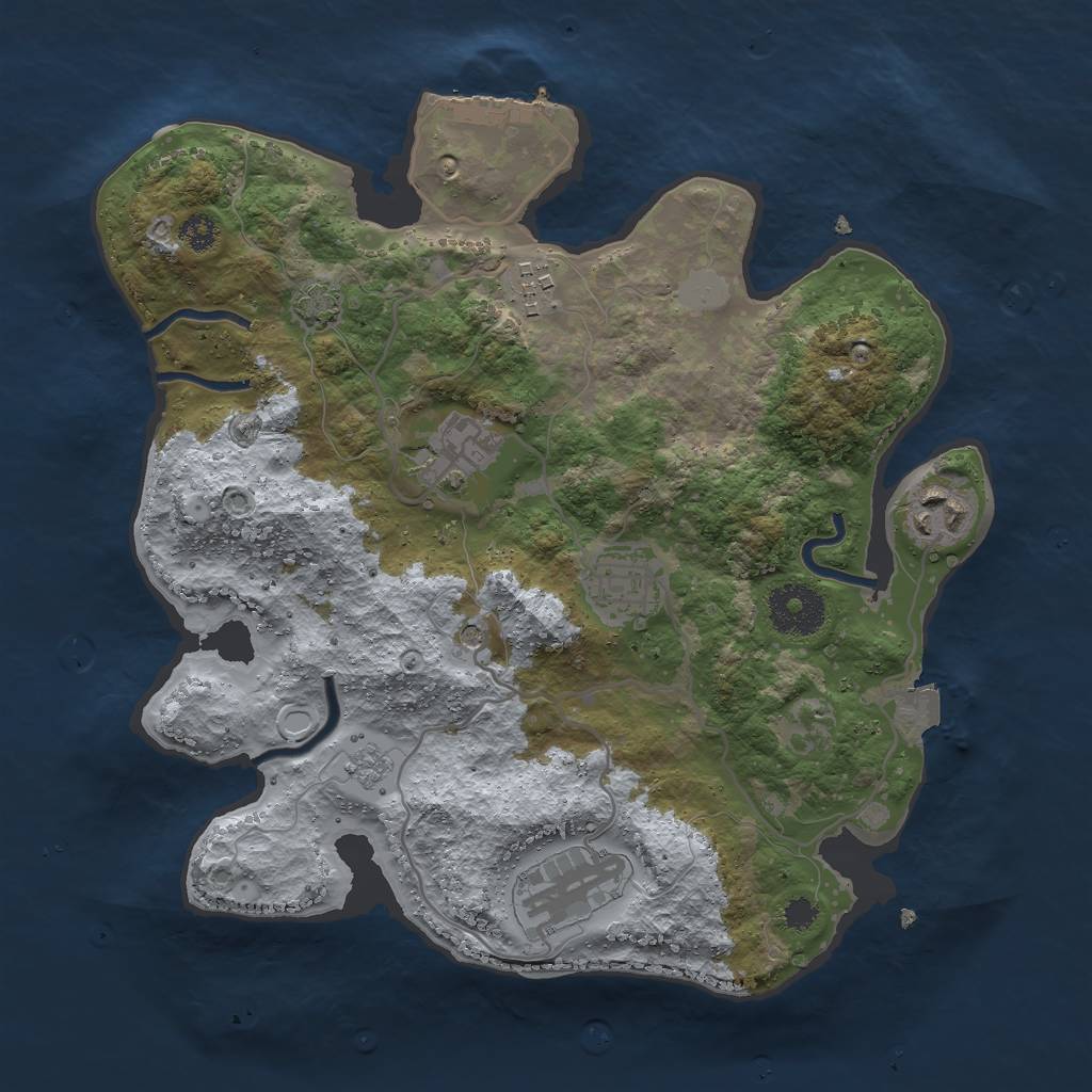 Rust Map: Procedural Map, Size: 3000, Seed: 552163587, 12 Monuments