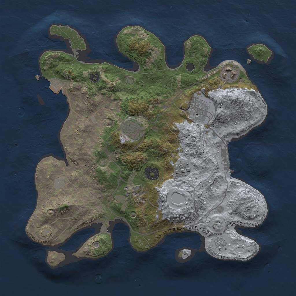 Rust Map: Procedural Map, Size: 3000, Seed: 69215, 11 Monuments