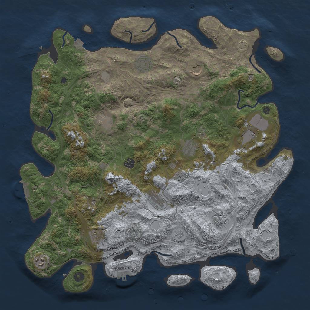 Rust Map: Procedural Map, Size: 4500, Seed: 1791888676, 19 Monuments