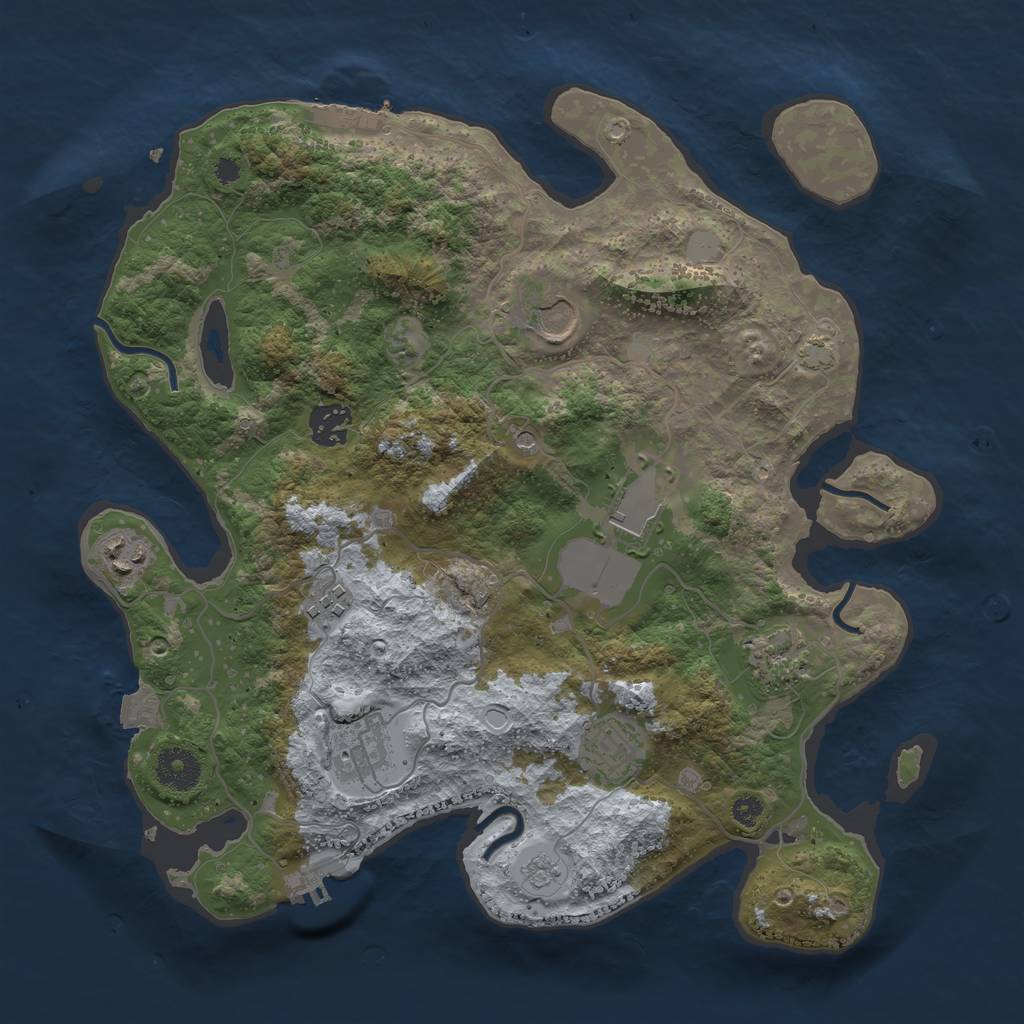 Rust Map: Procedural Map, Size: 3500, Seed: 115313410, 16 Monuments