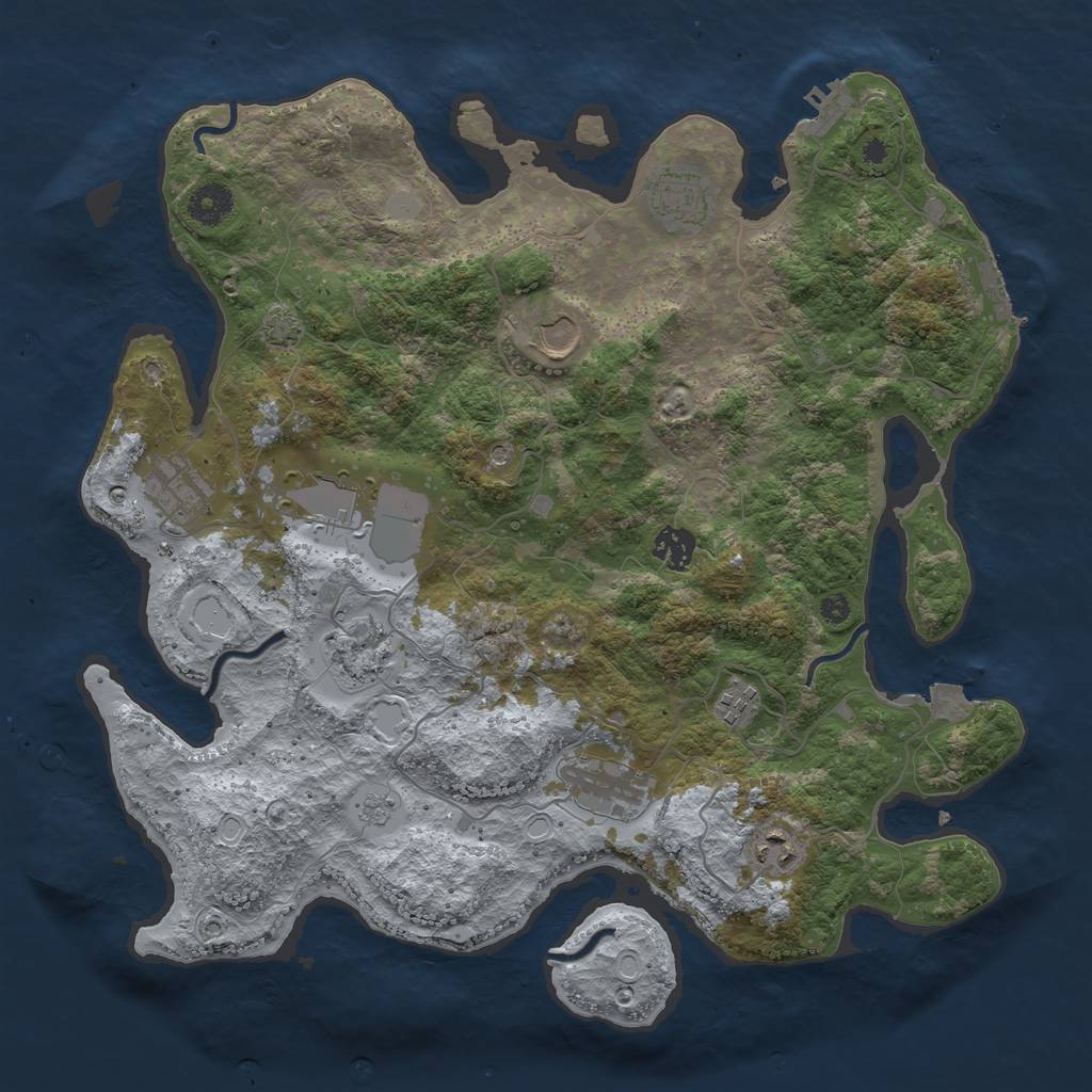 Rust Map: Procedural Map, Size: 3800, Seed: 240313969, 17 Monuments