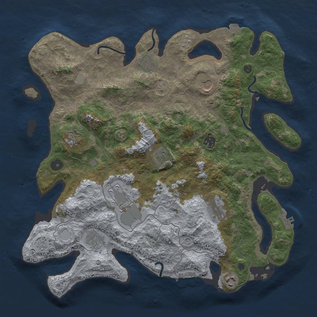 Rust Map: Procedural Map, Size: 4000, Seed: 18115, 18 Monuments