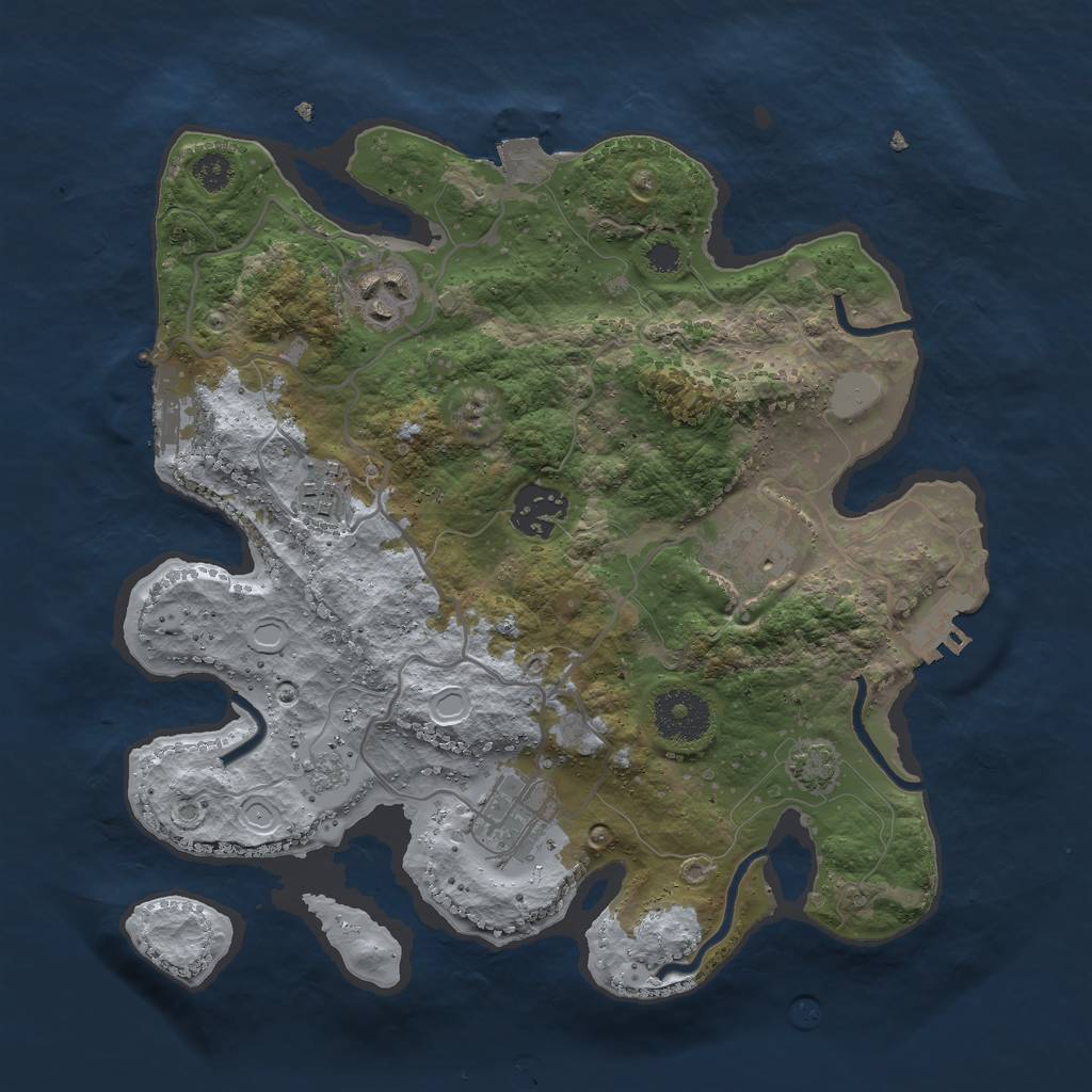 Rust Map: Procedural Map, Size: 3000, Seed: 12989, 12 Monuments