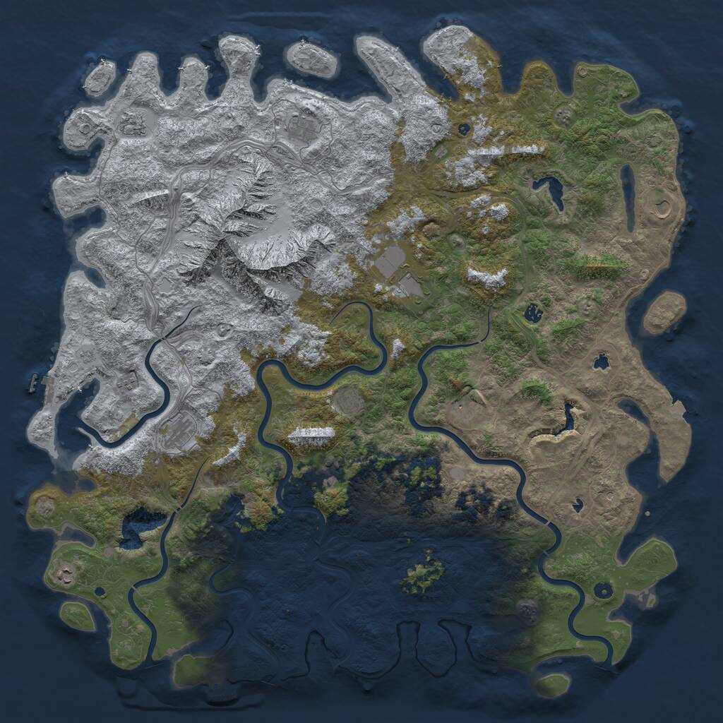 Rust Map: Procedural Map, Size: 6000, Seed: 354, 17 Monuments