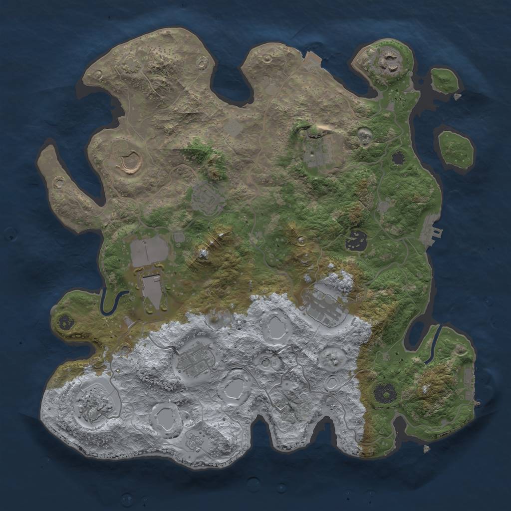 Rust Map: Procedural Map, Size: 3500, Seed: 451511612, 17 Monuments