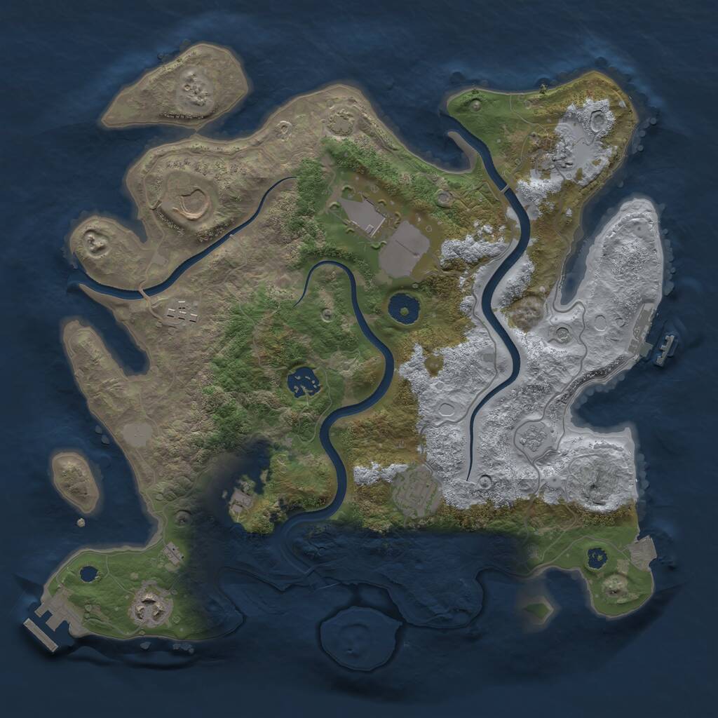 Rust Map: Procedural Map, Size: 3500, Seed: 1381361802, 14 Monuments