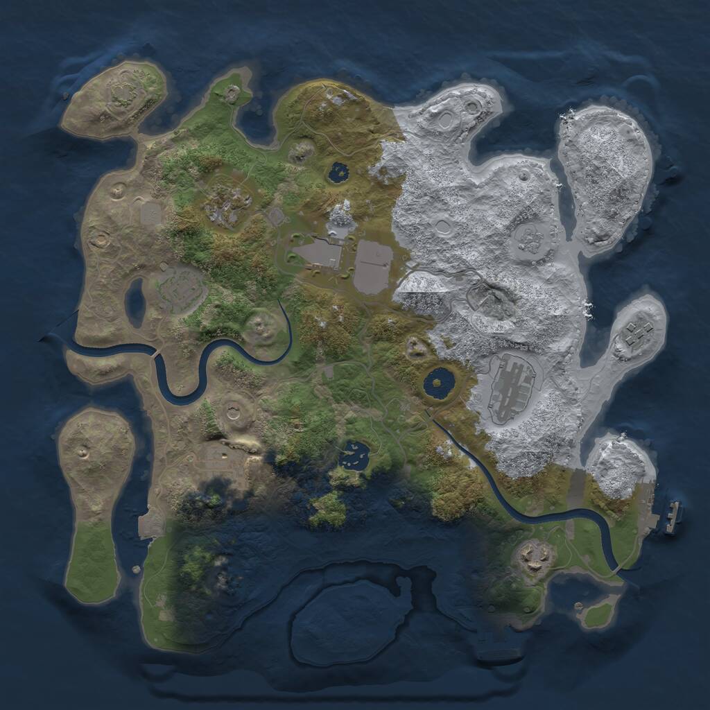 Rust Map: Procedural Map, Size: 3500, Seed: 588983350, 14 Monuments