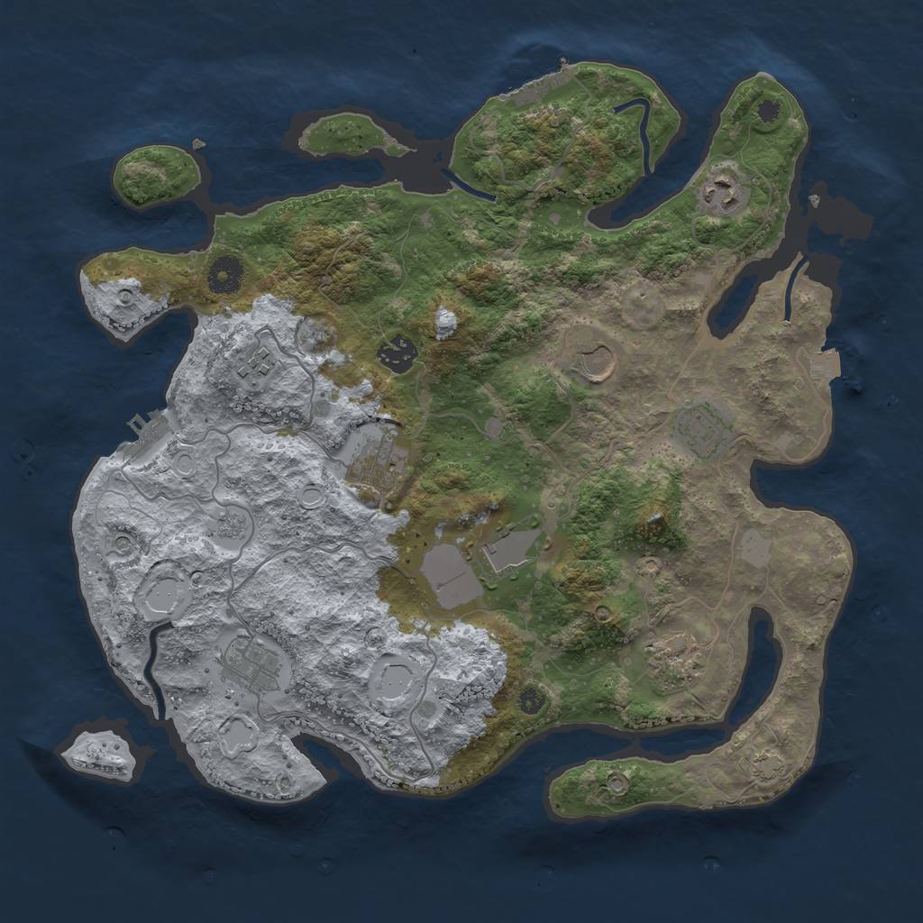 Rust Map: Procedural Map, Size: 3700, Seed: 311273160, 17 Monuments