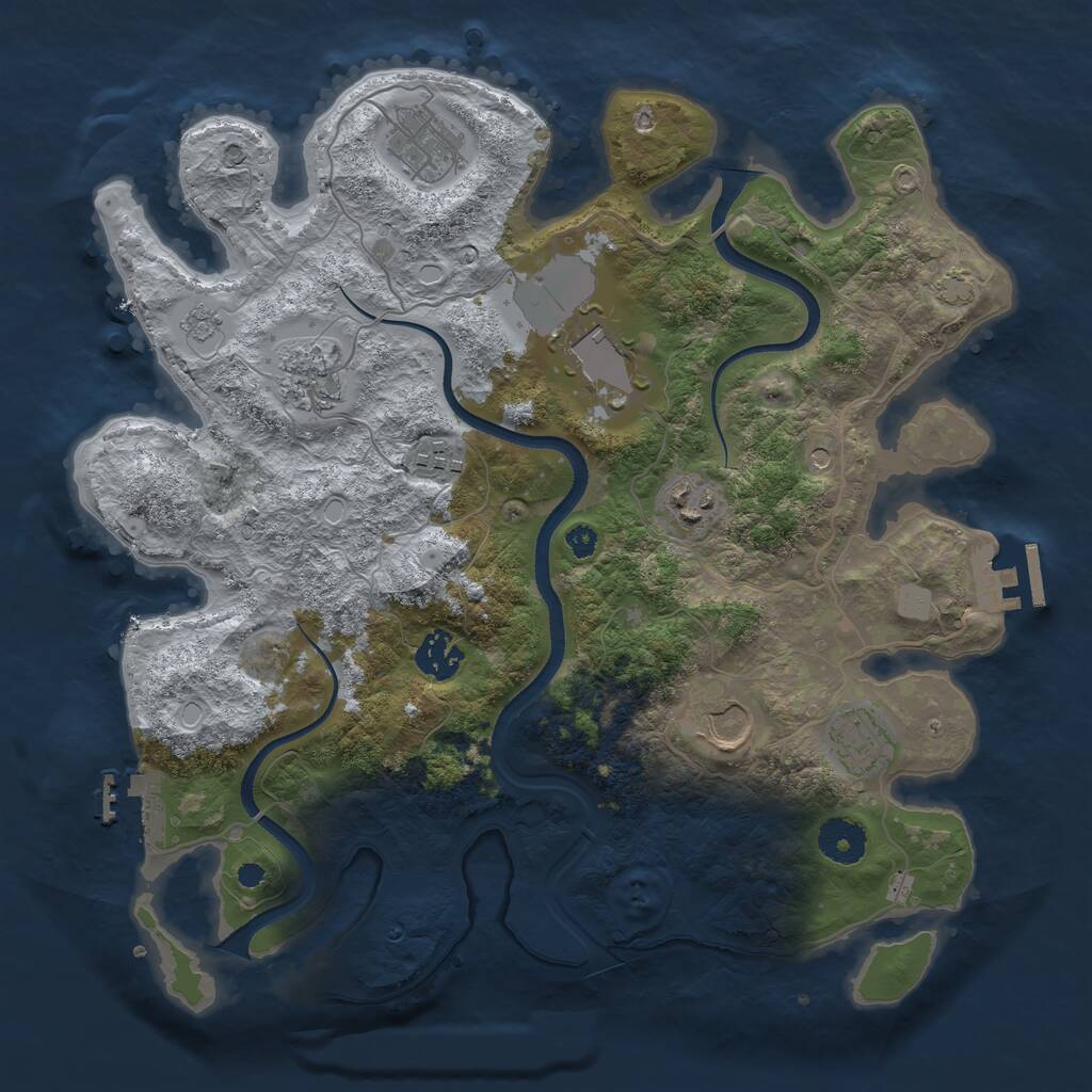 Rust Map: Procedural Map, Size: 3500, Seed: 546016638, 14 Monuments