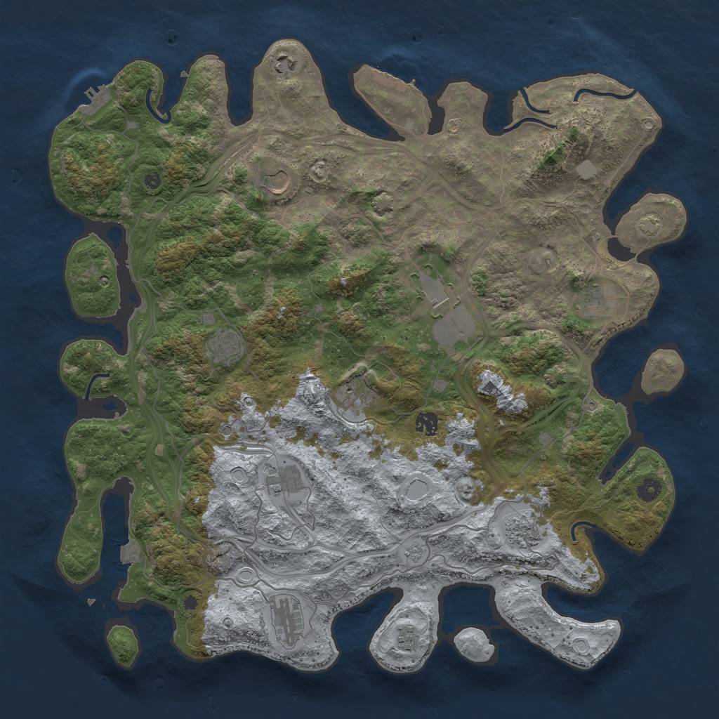 Rust Map: Procedural Map, Size: 4500, Seed: 596587377, 19 Monuments