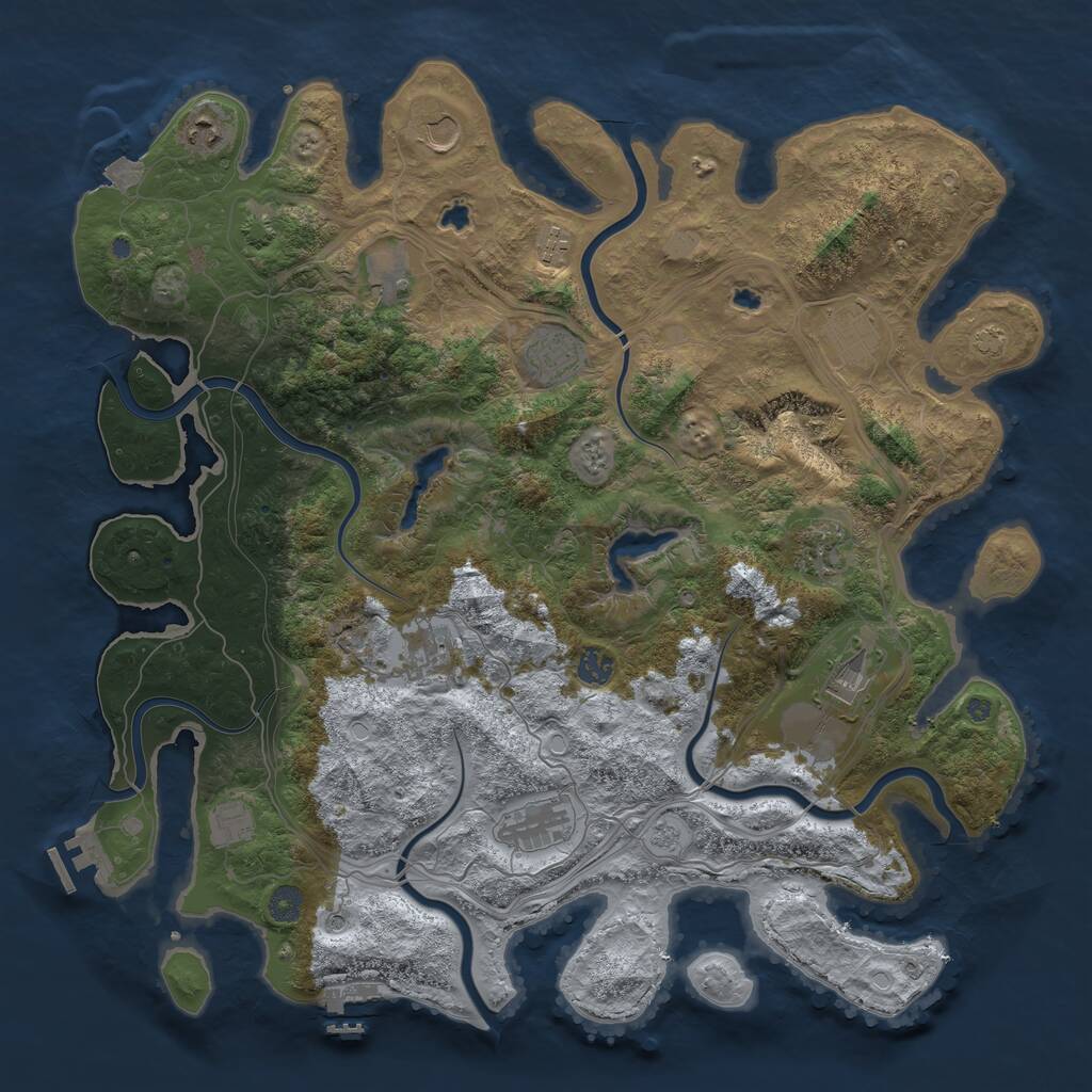 Rust Map: Procedural Map, Size: 4500, Seed: 596587377, 19 Monuments