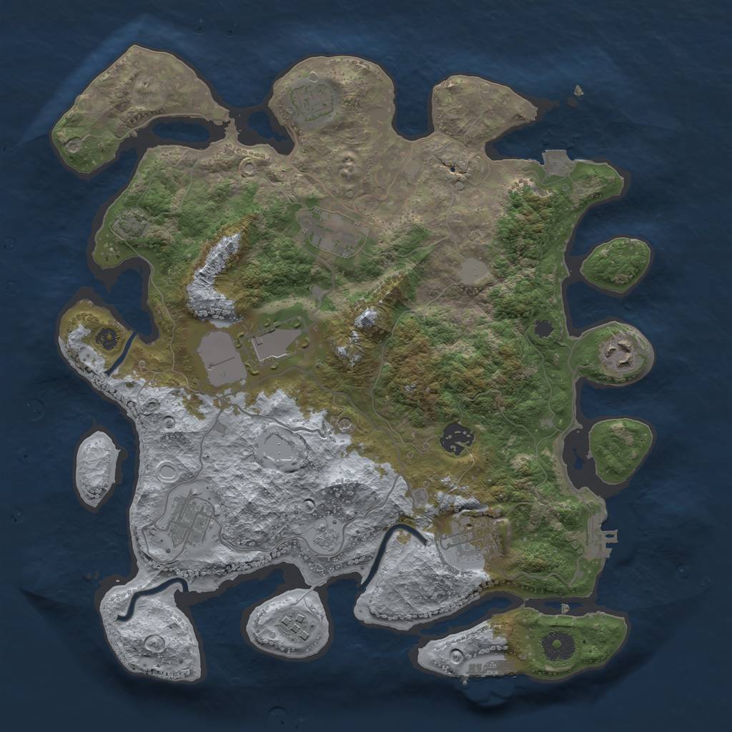 Rust Map: Procedural Map, Size: 3500, Seed: 135362827, 16 Monuments