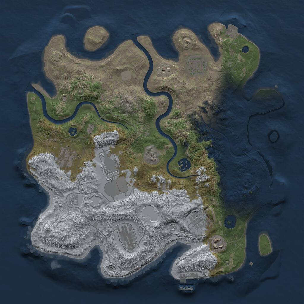 Rust Map: Procedural Map, Size: 3500, Seed: 1103225246, 14 Monuments
