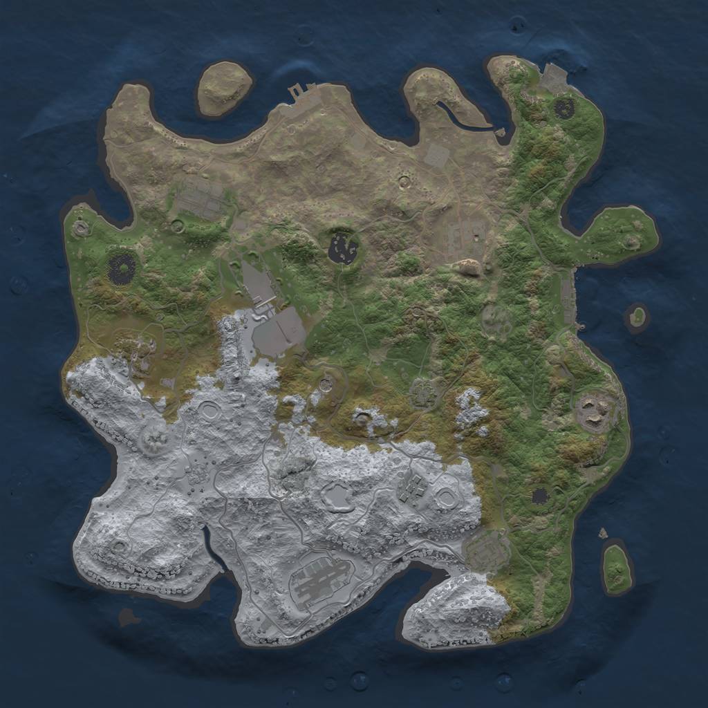 Rust Map: Procedural Map, Size: 3500, Seed: 1103225246, 17 Monuments