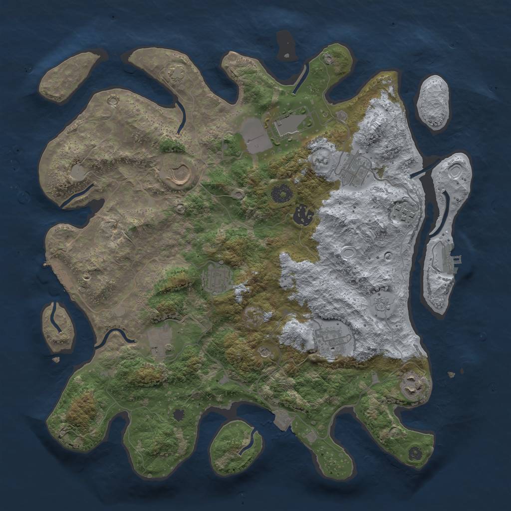 Rust Map: Procedural Map, Size: 3750, Seed: 364486609, 17 Monuments