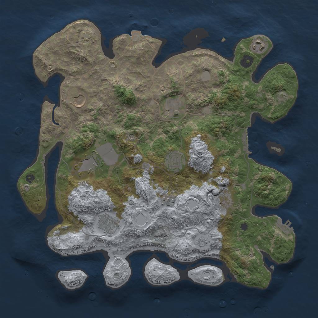 Rust Map: Procedural Map, Size: 3700, Seed: 1443228048, 16 Monuments