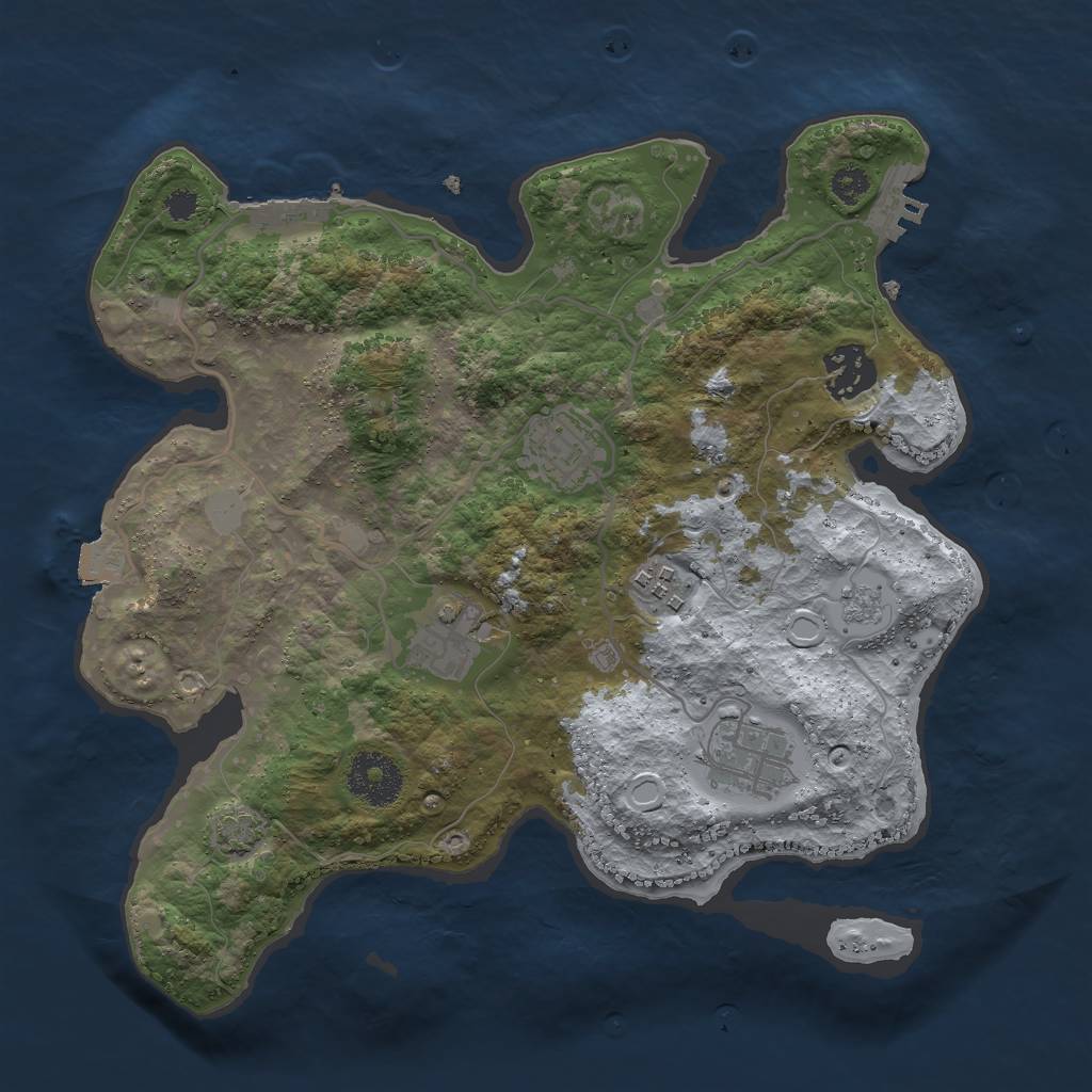 Rust Map: Procedural Map, Size: 3000, Seed: 1781919641, 12 Monuments