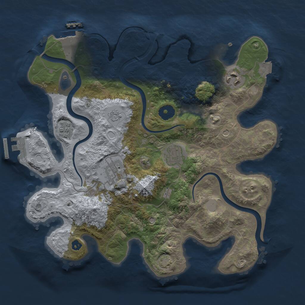 Rust Map: Procedural Map, Size: 3000, Seed: 9439, 10 Monuments