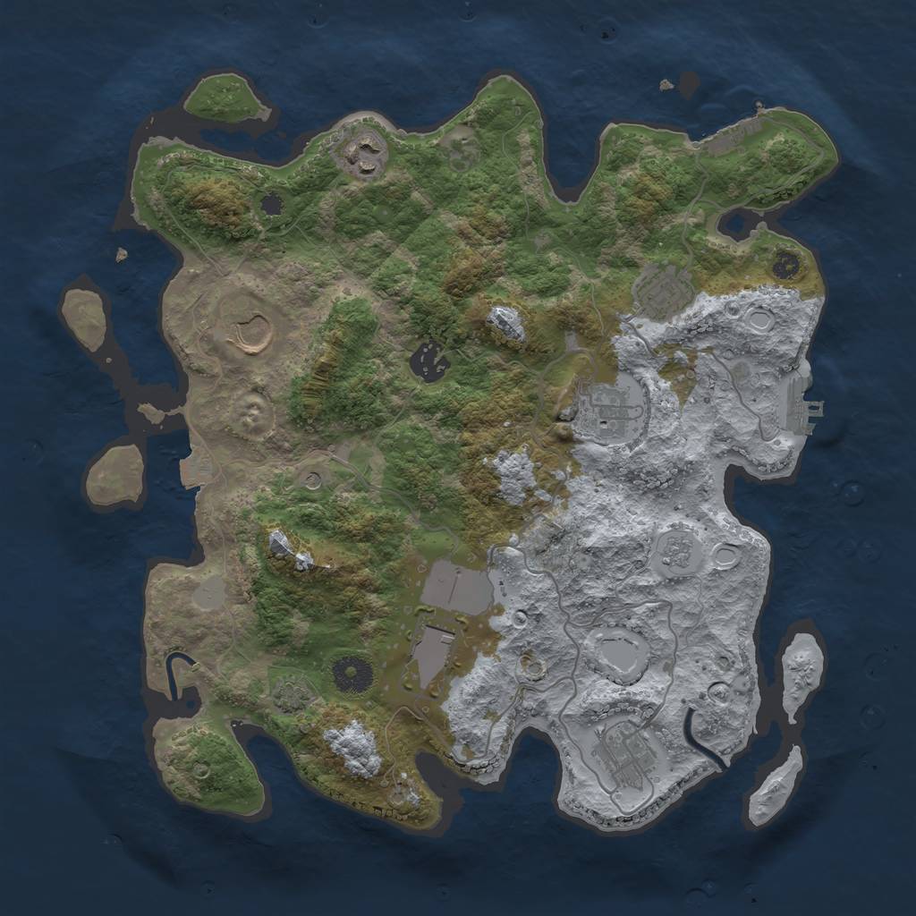 Rust Map: Procedural Map, Size: 3500, Seed: 1150831490, 15 Monuments