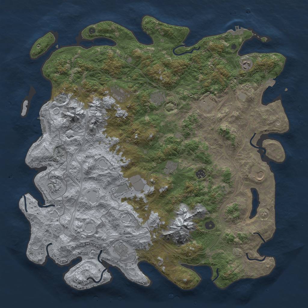 Rust Map: Procedural Map, Size: 5000, Seed: 2102712127, 19 Monuments