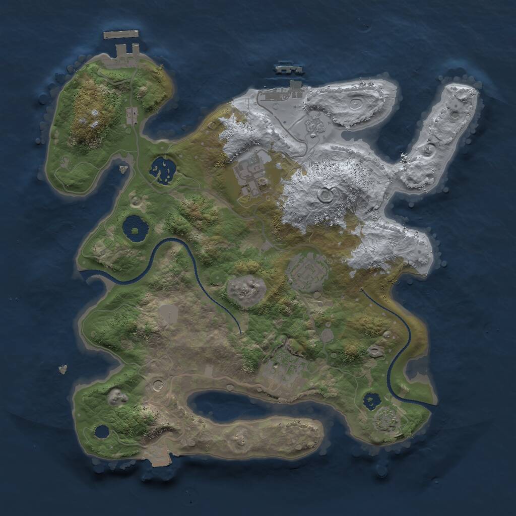 Rust Map: Procedural Map, Size: 3000, Seed: 8126, 10 Monuments