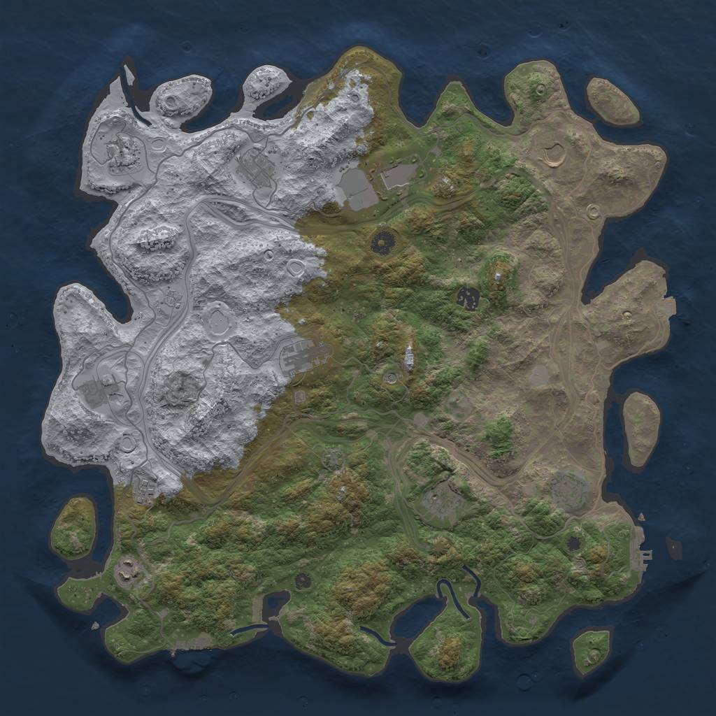 Rust Map: Procedural Map, Size: 4500, Seed: 2036050479, 19 Monuments