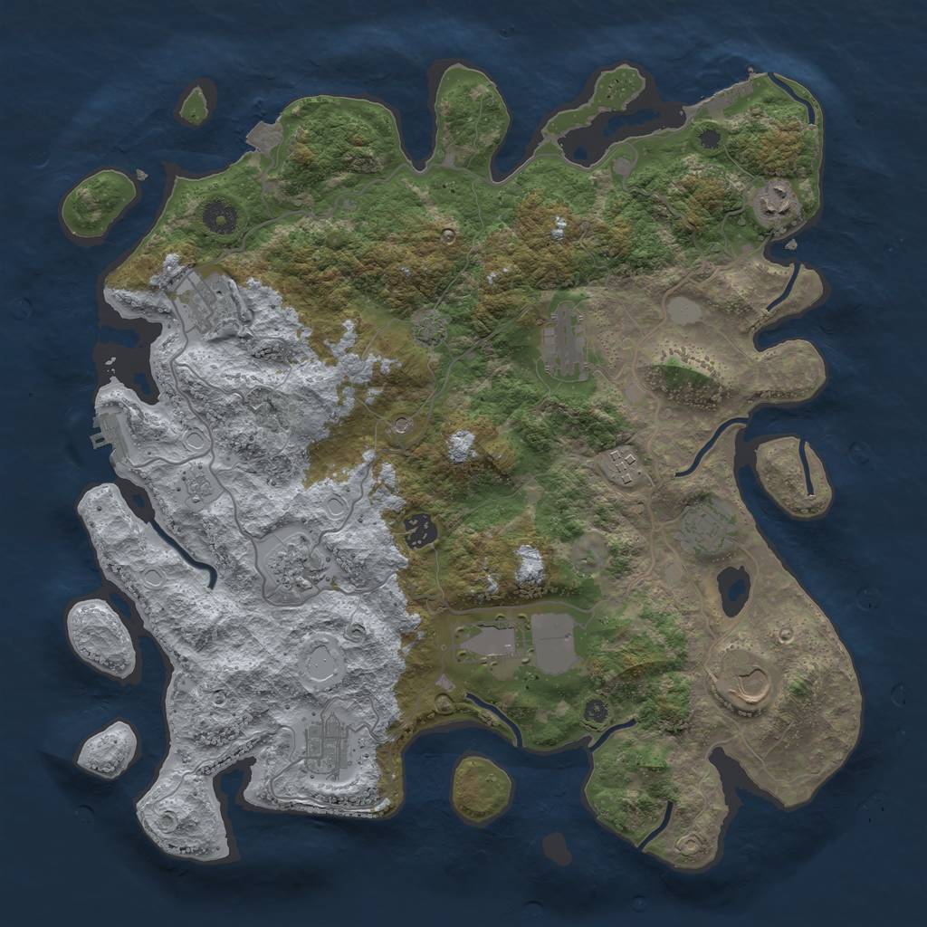Rust Map: Procedural Map, Size: 4000, Seed: 1420168837, 18 Monuments