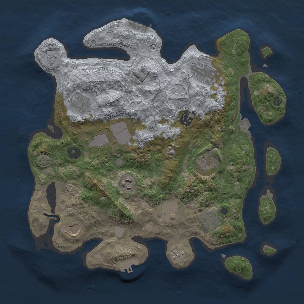 Rust Map: Procedural Map, Size: 3500, Seed: 4156458, 18 Monuments