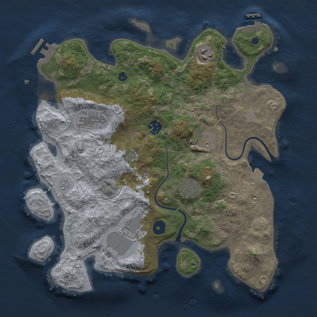Rust Map: Procedural Map, Size: 3500, Seed: 1420168837, 12 Monuments