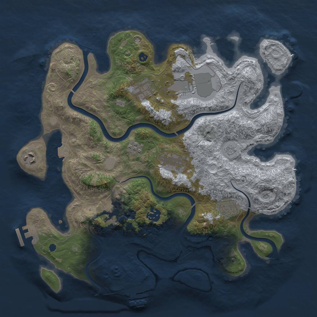 Rust Map: Procedural Map, Size: 3500, Seed: 1783917139, 14 Monuments