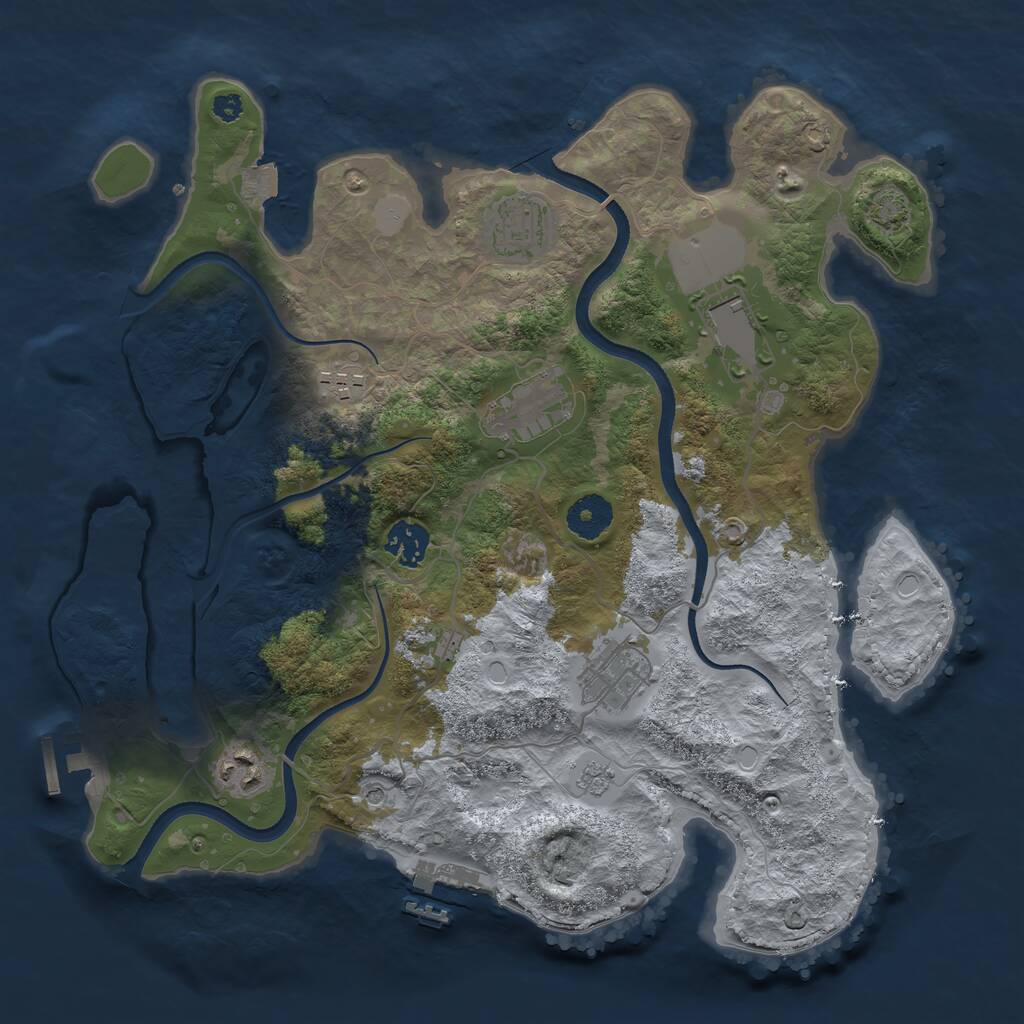 Rust Map: Procedural Map, Size: 3509, Seed: 21313, 13 Monuments