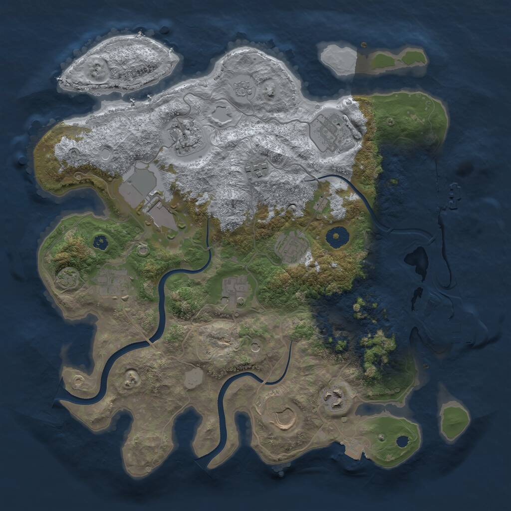 Rust Map: Procedural Map, Size: 3500, Seed: 1838368787, 15 Monuments