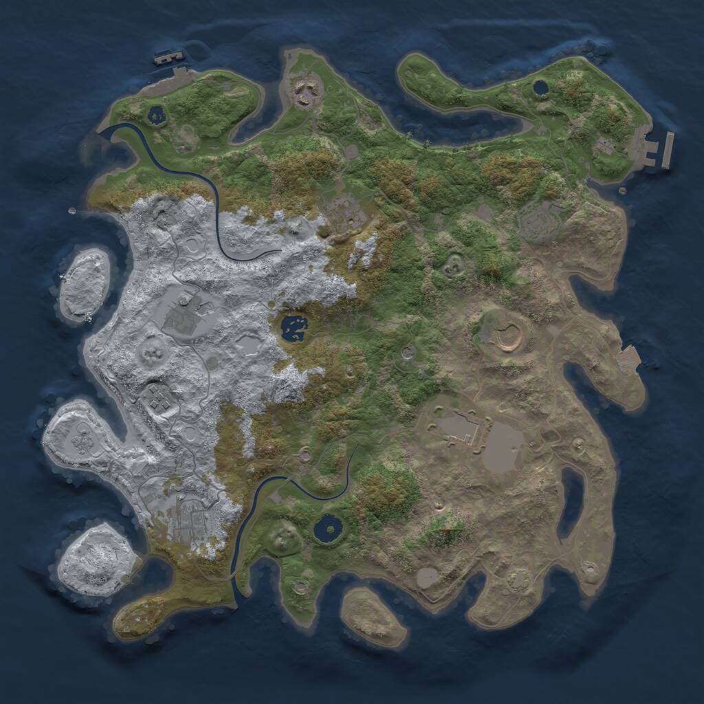 Rust Map: Procedural Map, Size: 3850, Seed: 1267190556, 15 Monuments
